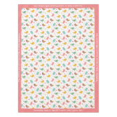 かわいいベビーバードピンクハートティール（緑がかった色）紫パーソナライズされた テーブルクロス (正面)