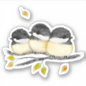 かわいいベビーバード3つの《鳥》アメリカゴガラオンツリーブランチ シール (正面)