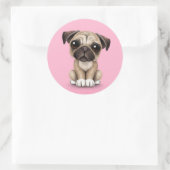 かわいいベビーパグパピードオンピンク ラウンドシール (バッグ)
