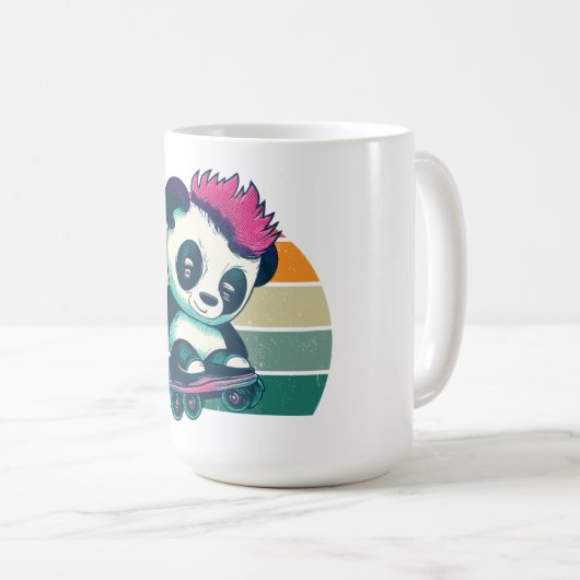 かわいいベビーパンダとモホーク |スケーター・パンダ コーヒーマグカップ (正面右)