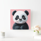 かわいいベビーパンダの大きな目 – 子供 スクエア壁時計 (ホーム)