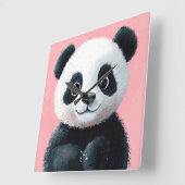 かわいいベビーパンダの大きな目 – 子供 スクエア壁時計 (傾斜)