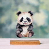 かわいいベビーパンダの水色 アクリルサイン (ニュートラル)