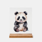 かわいいベビーパンダの水色 アクリルサイン (正面)