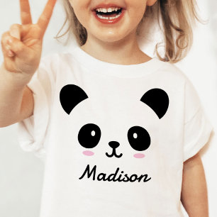 かわいいベビーパンダパーソナライズされた顔Tシャツ ベビーTシャツ
