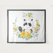 かわいいベビーパンダフローラリース タペストリー (正面(横))