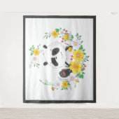 かわいいベビーパンダフローラリース タペストリー (正面)