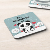 かわいいベビーパンダin冬の雪グレー コースター (左側)