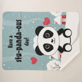 かわいいベビーパンダin冬の雪グレー シェルパブランケット (正面(横))