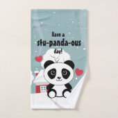 かわいいベビーパンダin冬の雪グレー バスタオルセット (ハンドタオル)