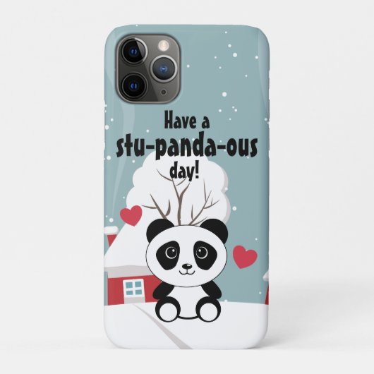 かわいいベビーパンダin冬の雪グレー Case-Mate iPhoneケース (裏)