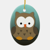 かわいいベビーパーソナライズされたフクロウ セラミックオーナメント (正面)