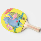 かわいいベビーヒッポとフラミンゴ名前をカスタムする 卓球ラケット (横)