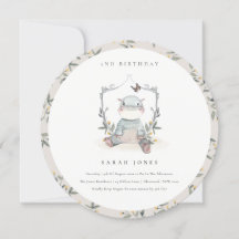 かわいいベビーヒッポブロージエージエージ誕生日招待状