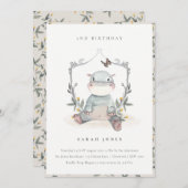 かわいいベビーヒッポブロージエージエージ誕生日招待状 サンキューカード (正面/裏面)