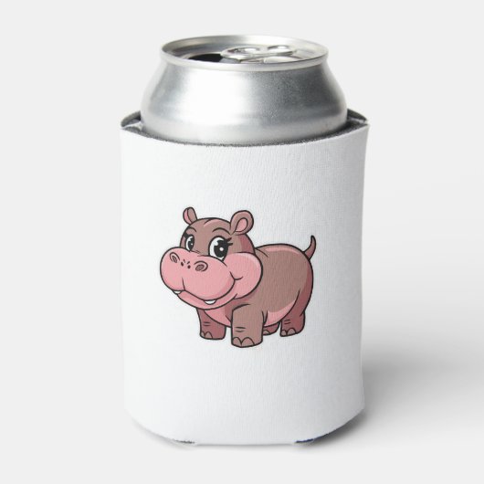 かわいいベビーヒッポモートウ長袖Tシャツ 缶クーラー (缶正面)