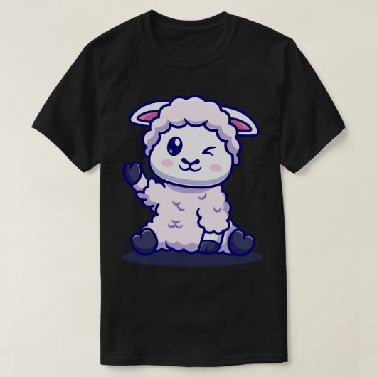 かわいいベビーヒツジ手マンガ Tシャツ (デザイン正面)