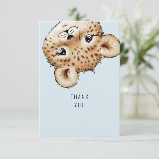 かわいいベビーヒョウ赤ちゃんシャワーありがとうカスタムさん サンキューカード (スタンド正面)