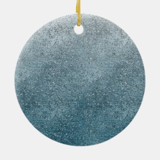 かわいいベビーヒョウ青グリッターパーソナライズ セラミックオーナメント (裏面)