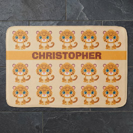 かわいいベビーヒョウ サファリ アニマル キッズ バスマット