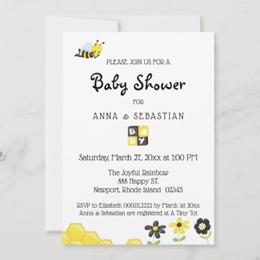 *~*かわいいベビービーベビーガールシャワー招待状 招待状 (裏面)