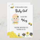 *~*かわいいベビービーベビーガールシャワー招待状 招待状 (正面/裏面)