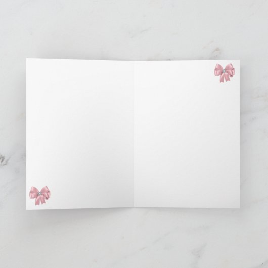 かわいいベビーピンクのフラミンゴ、ティアラ、風船の誕生日 カード (内部)