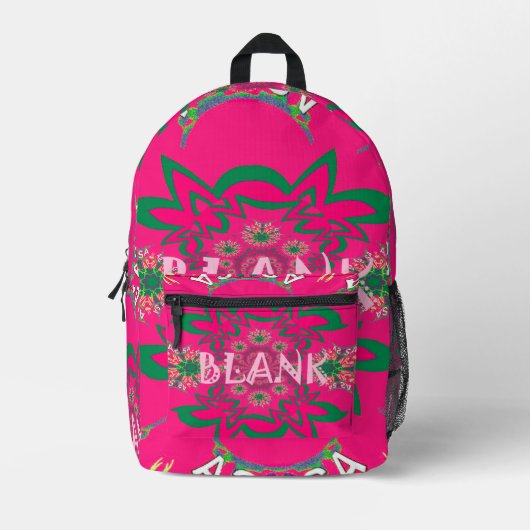 かわいいベビーピンクフローラプリントカットソーバッグ プリントバックパック (正面)