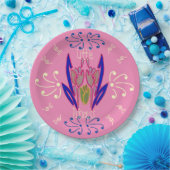 かわいいベビーピンクラブリーフローラ文字パターンデザイン ペーパープレート (パーティー)