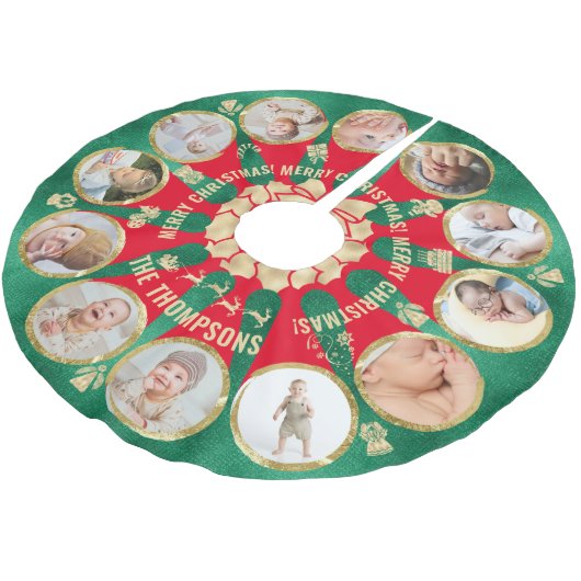 かわいいベビーファミリーマイルストーン12フォトコラージュリース ブラッシュドポリエステルツリースカート (アングル)