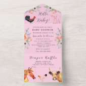 かわいいベビーファーム動物フローラ牛ヘンピグレットホース オールインワン招待状 (内側)