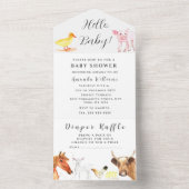 かわいいベビーファーム動物牧場カウヘンピッグホース オールインワン招待状 (内側)