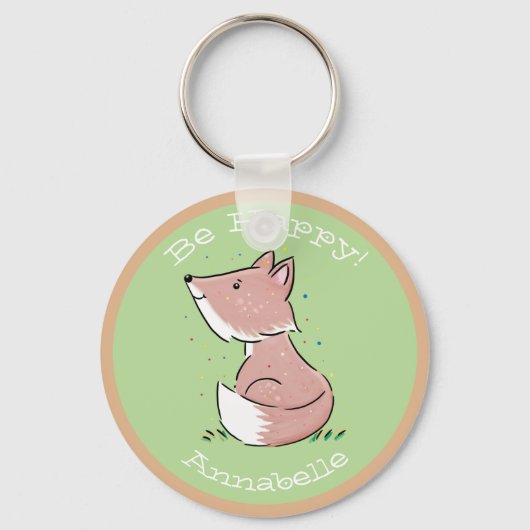 かわいいベビーフォックスウォーターイラストレーション キーホルダー (正面)