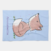 かわいいベビーフォックスカートゥーンイラストレーション キッチンタオル (横)