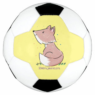 かわいいベビーフォックスカートゥーンイラストレーション サッカーボール