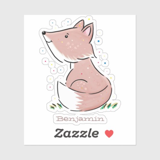 かわいいベビーフォックスカートゥーンイラストレーション シール (シート)