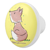 かわいいベビーフォックスカートゥーンイラストレーション セラミックノブ (右)