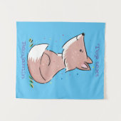 かわいいベビーフォックスカートゥーンイラストレーション タペストリー (正面(横))