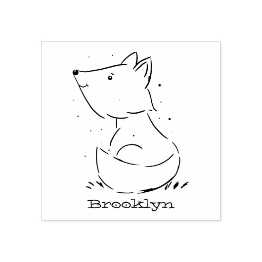 かわいいベビーフォックスカートゥーンイラストレーション ラバースタンプ (インプリント)