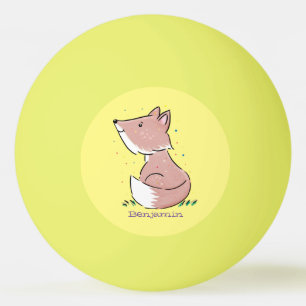 かわいいベビーフォックスカートゥーンイラストレーション 卓球ボール