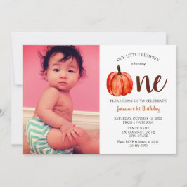 かわいいベビーフォトカード最初の誕生日カボチャ秋 招待状