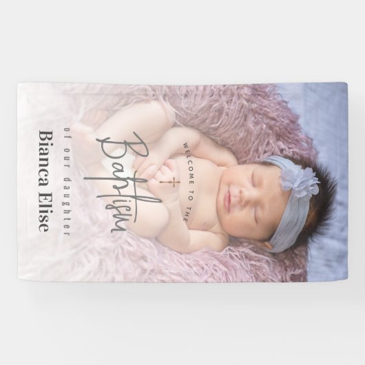 かわいいベビーフォトバプテスムウェルカムサインバナー 横断幕 (横)