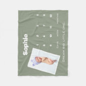 かわいいベビーフォトマイルストーン名のパーソナライズされたベビー フリースブランケット (正面)