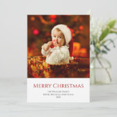 かわいいベビーフォトモダン初めてのクリスマス シーズンカード (スタンド正面)