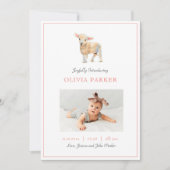 かわいいベビーフォトリトルラムガール誕生 案内状 (正面)