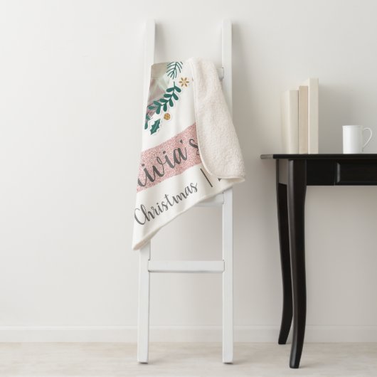 かわいいベビーフォト初めてのクリスマスピンクハートリース シェルパブランケット (インサイチュ)