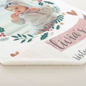 かわいいベビーフォト初めてのクリスマスピンクハートリース シェルパブランケット (3/4)