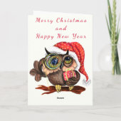 かわいいベビーフクロウとギフトクリスマスカード カード (裏面)