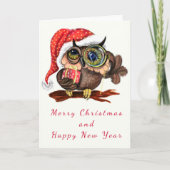 かわいいベビーフクロウとギフトクリスマスカード カード (正面)