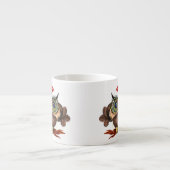 かわいいベビーフクロウのクリスマスハットとギフト エスプレッソカップ (正面)